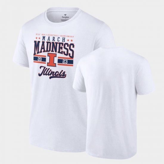 University of Illinois 2023 NCAA Basketball Tournament March Madness Men\'s White T-Shirt 181185-221