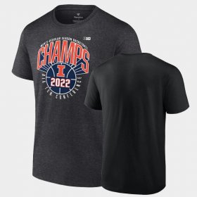 College Basketball University of Illinois 2022 Big Ten Basketball Regular Season Champions Mens Charcoal T-Shirt 152164-676
