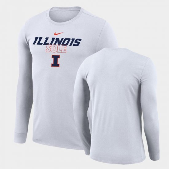 On Court Illinois Long Sleeve Men\'s White T-Shirt 539602-345