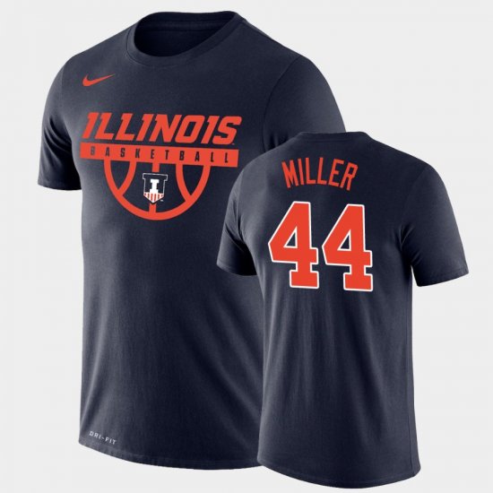 #44 Adam Miller Drop Legend University of Illinois Basketball Men\'s Navy T-Shirt 529281-793