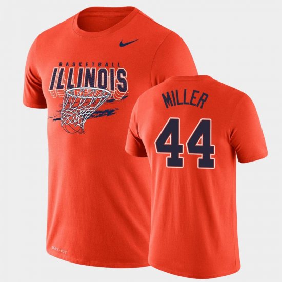 #44 Adam Miller Legend Illinois Basketball Mens Orange T-Shirt 787704-474