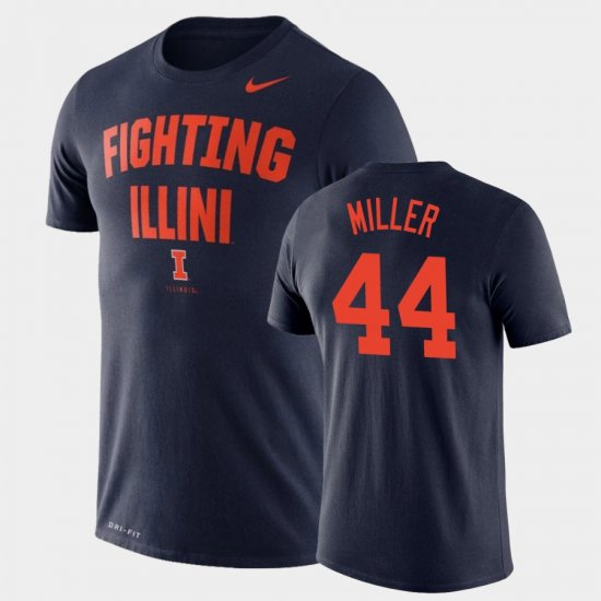 #44 Adam Miller Performance Illinois Fighting Illini Basketball Men Navy T-Shirt 191398-368