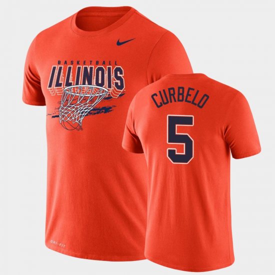 #5 Andre Curbelo Legend Illinois Basketball Men Orange T-Shirt 925841-667