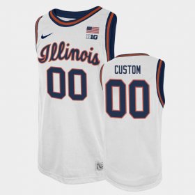 #00 Custom College Basketball Illinois Fighting Illini Basketball 2021 Swingman Player Mens White Jersey 993430-459