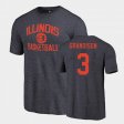 #3 Jacob Grandison College Basketball Fighting Illini Tri-Blend Men Navy T-Shirt 355161-129