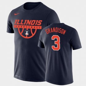 #3 Jacob Grandison Drop Legend Illinois Basketball Men Navy T-Shirt 847820-327