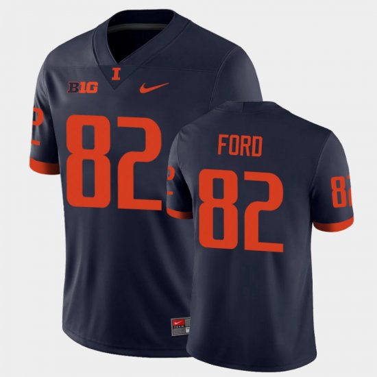 #82 Luke Ford College Football Illinois Men\'s Navy Jersey 789295-798